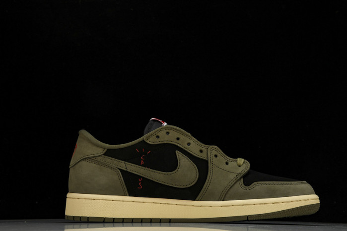travis scott x air jordan 1 low "black olive" dm7866-002