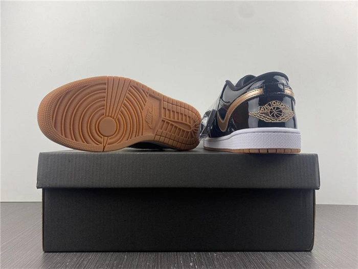 Jordan1 Retro Black Gold Patent 554723- Durable 3726